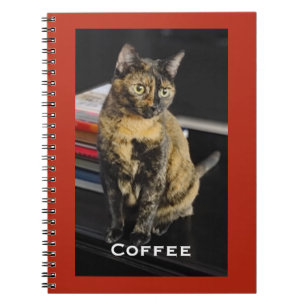 Your Pet Photo, Name, Red Background, Spiral Notebook
