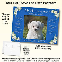 Your Pet Photo Save The Date Cobalt Blue & White