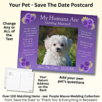 Your Pet Photo Save The Date Purple Mauve Flowers