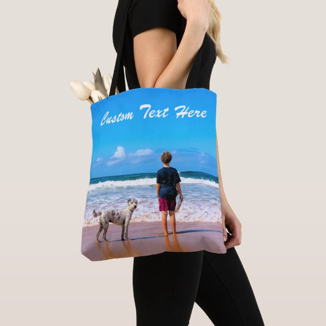 Your Pet Photo Tote Bag Personalised Text (Close Up)