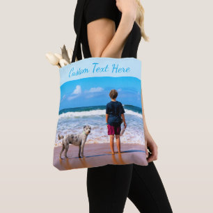 Your Pet Photo Tote Bag with Custom Text