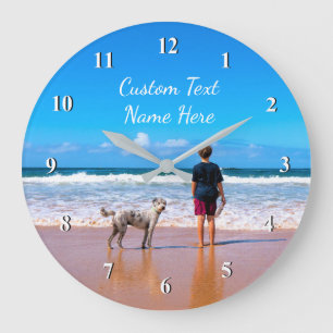 Your Pet Photo Wall Clock with Custom Text Name