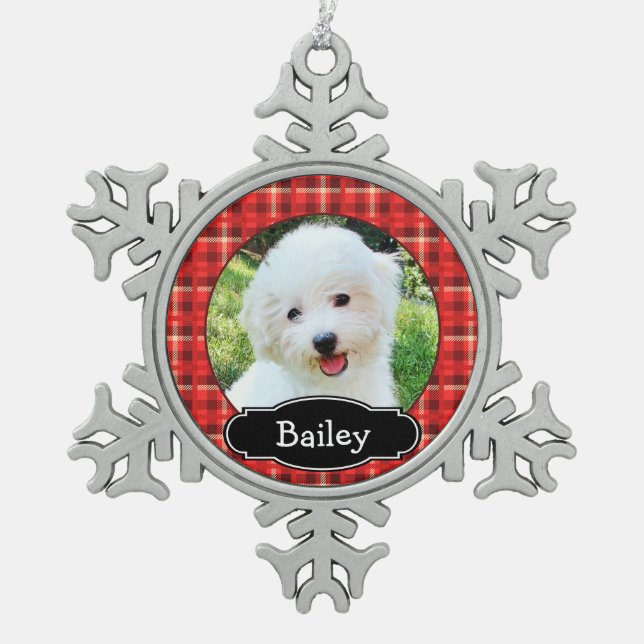 Your Pet Red Plaid Ornament Personalised (Front)