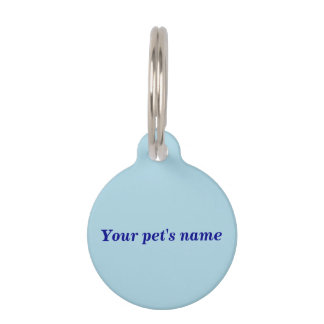 Your Pet’s Name on Light Blue Round Pet Tag