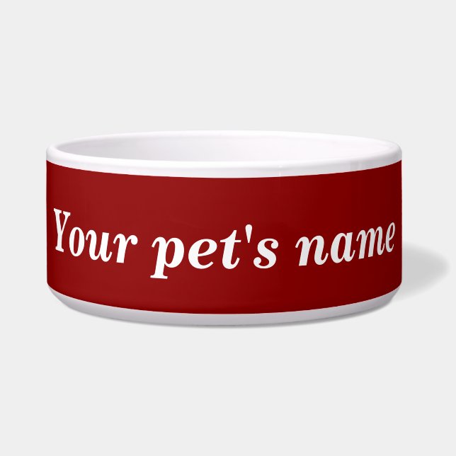 Your Pet’s Name With Red Background on Pet Bowl (Front)