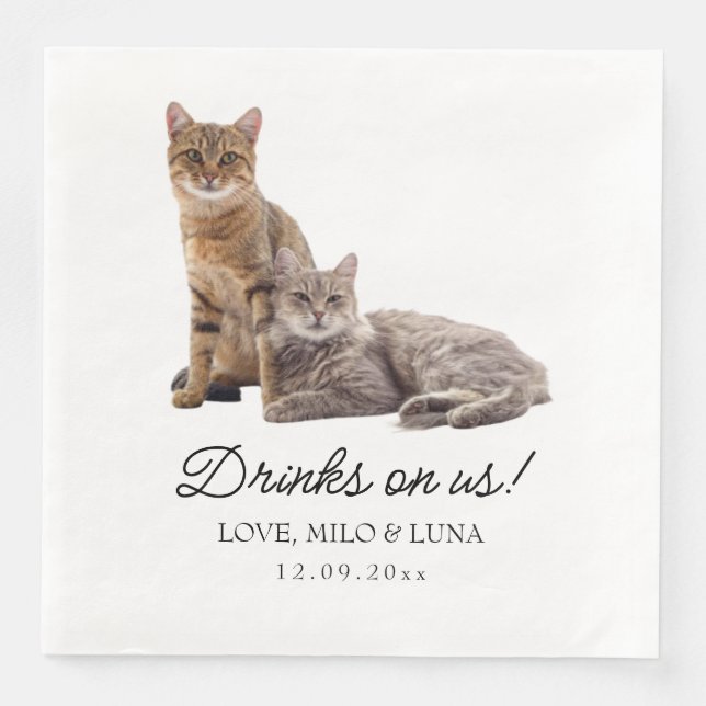 Your Pets Cats Photo Custom Wedding  Napkin (Front)
