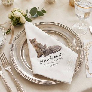 Your Pets Cats Photo Custom Wedding  Napkin