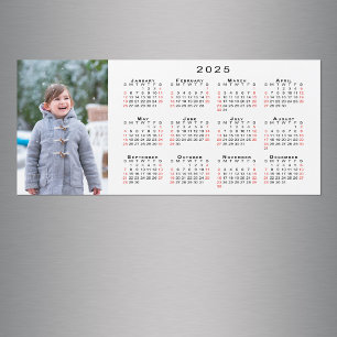Your Photo 2025 Calendar on White Magnet