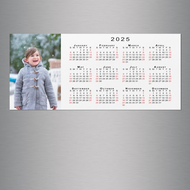 Your Photo 2025 Calendar on White Magnet (Your Photo 2025 Calendar on White Magnet in situ)