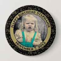 Your Photo 75th Birthday Number Pattern Black/Gold