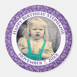 Your Photo 85th Birthday Number Pattern   Purple Magnet
