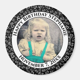 Your Photo 85th Birthday  Pattern | Black/White Magnet