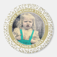 Your Photo 85th Birthday Pattern | Gold/White