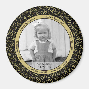 Your Photo: 90th Number Pattern Gold and Black Magnet