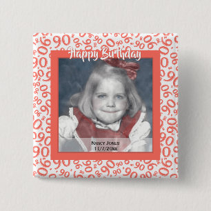 Your Photo: 90th Random Number Pattern Coral 15 Cm Square Badge