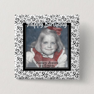 Your Photo 95 Random Number Pattern Black/White 15 Cm Square Badge