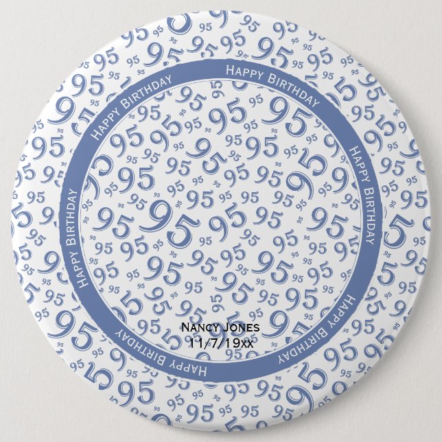 Your Photo:  95th Random Number Pattern Blue 6 Cm Round Badge (Front)