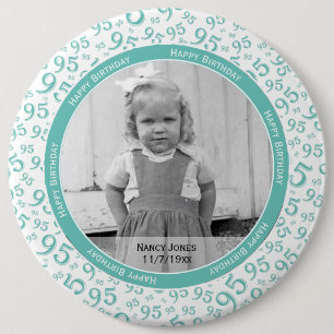 Your Photo:  95th Random Number Pattern Teal 6 Cm Round Badge