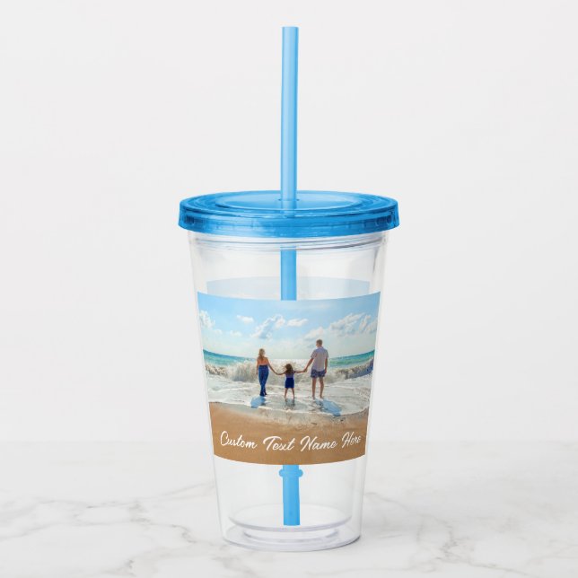 Your Photo Acrylic Tumbler with Custom Text (Front)