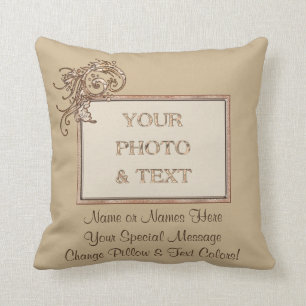 Your Photo and 2 Text Personalised Throw Pillows