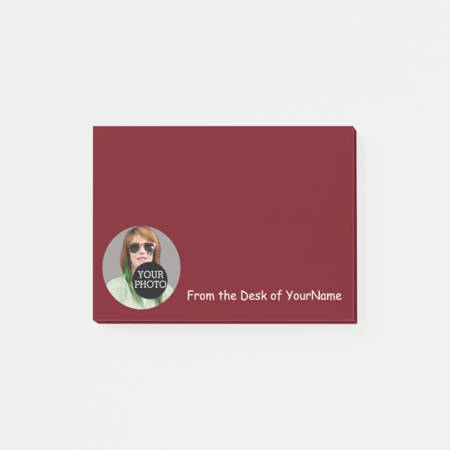 Your Photo and Message Customise Easily Burgundy Post-it Notes (Front)