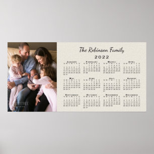 Your Photo and Name 2022 Calendar Faux Canvas Poster