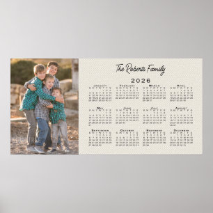 Your Photo and Name 2026 Calendar Faux Canvas Poster