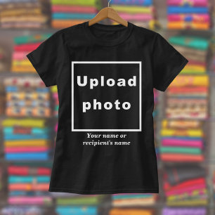 Your Photo and Name on Women's Dark Colour T-Shirt