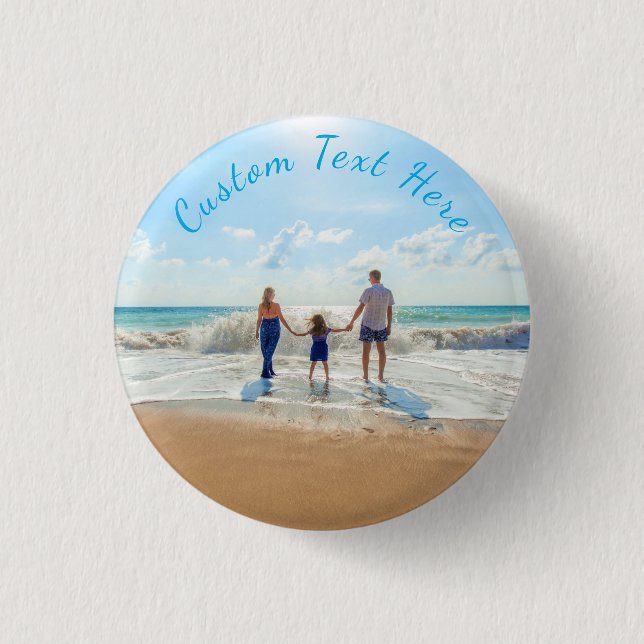 Your Photo and Text Button Gift Personalised (Front)