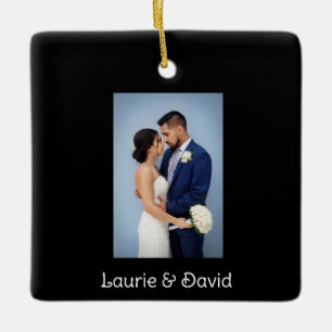 Your Photo and Text on Black Personalised    Ceramic Ornament