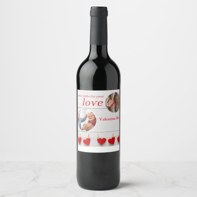 Your Photo and Your Text Wine label Bottle (Front)