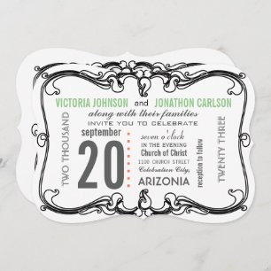 Your Photo Art Deco Retro Wedding Invitation