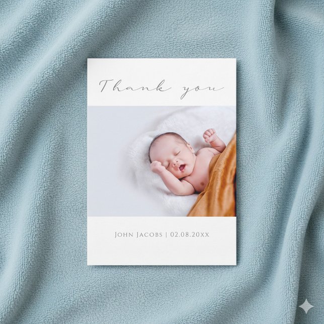 Your photo baby shower thank you card (Your photo baby shower thank you card with elegant script.)