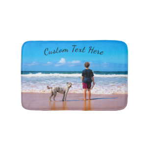Your Photo Bath Mat with Custom Text Name