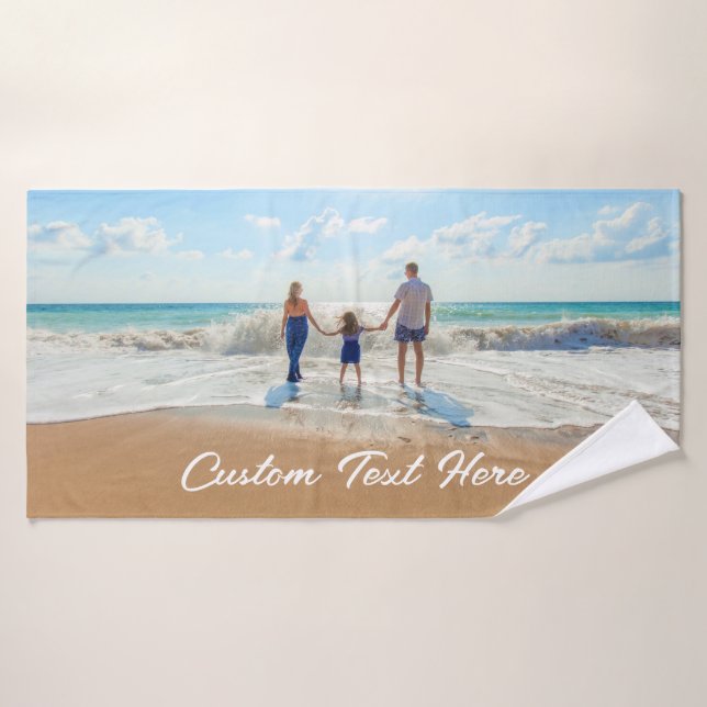 Your Photo Bath Towels with Custom Text (Bath Towel)