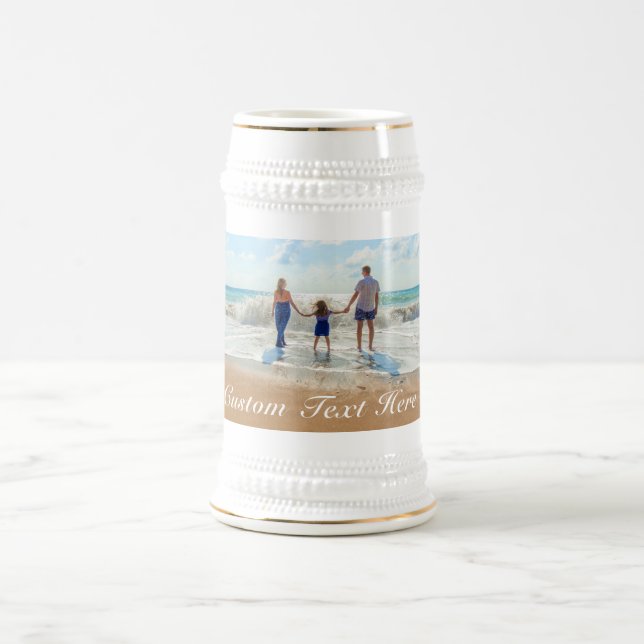 Your Photo Beer Stein Gift with Custom Text Name (Center)