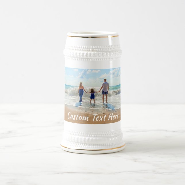 Your Photo Beer Stein Gift with Custom Text Name (Center)