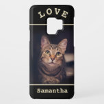 Your Photo Black and Gold LOVE Modern Elegant Case-Mate Samsung Galaxy S9 Case<br><div class="desc">Add elegant modern style to your Samsung Galaxy S9 cell phone with a stylish custom photo case. The black and gold design features your picture, a trendy typewriter style "LOVE" and personalised name framing your custom picture. Text and image are all simple to customise or delete if preferred. Perfect to...</div>