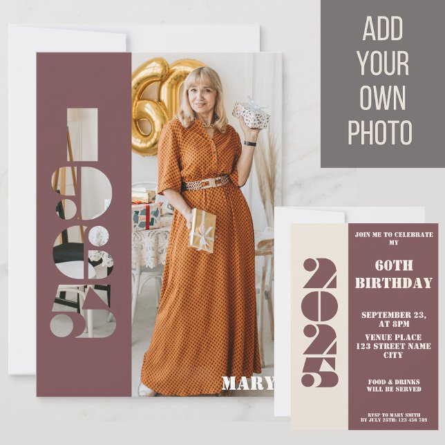 Your photo born 1965 60th birthday Invitation (Creator Uploaded)