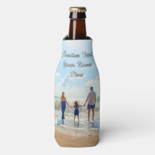 Your Photo Bottle Cooler with Custom Text Name
