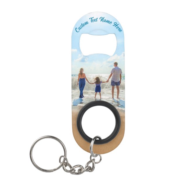 Your Photo Bottle Opener Keychain with Custom Text (Front)