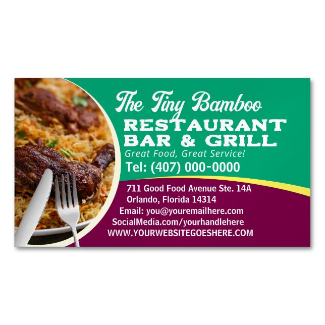 Your Photo Chef Cook Restaurant Catering Services Magnetic Business Card (Front)