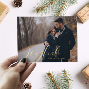 Your photo Christmas Card   Joyful Foil