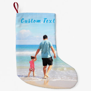 Your Photo Christmas Stocking Custom Text Name
