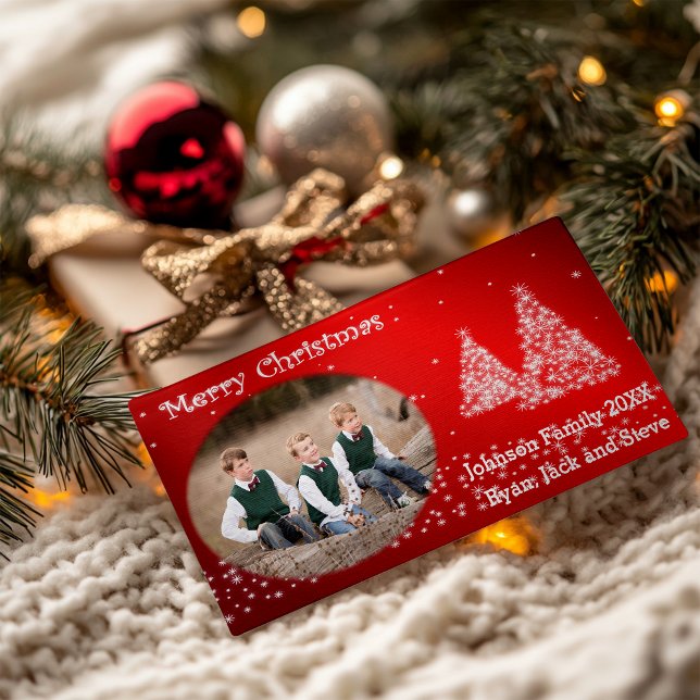 Your Photo Christmas Tree Red Holiday Card (Your Photo Christmas Tree Red Holiday Card)