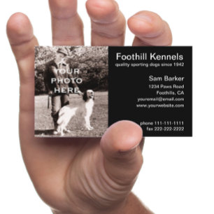 Your Photo Clean Black with White Text Business Card