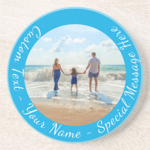 Your Photo Coaster with Custom Text Name