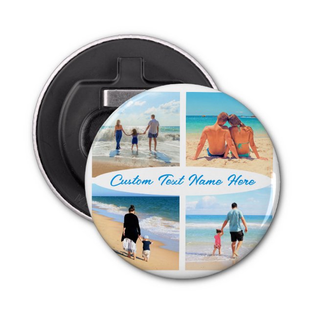 Your Photo Collage Bottle Opener with Custom Text (Front)