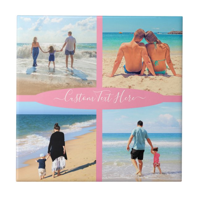 Your Photo Collage Ceramic Tile Personalised Text (Front)