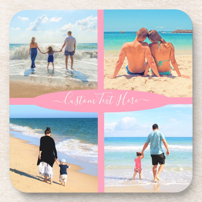Your Photo Collage Coaster with Custom Text (Front)
